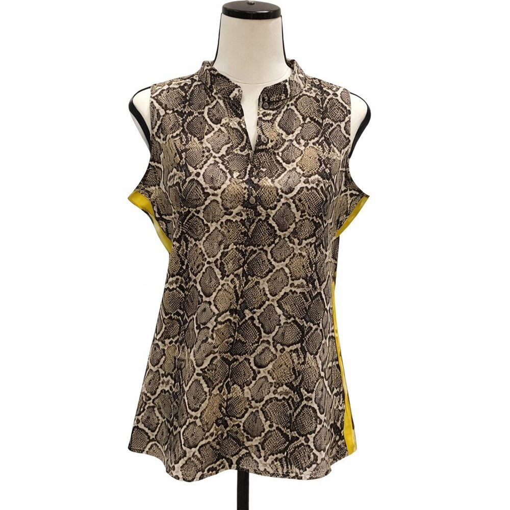 Alison Andrews Animal Print Tank Top Brown and Yellow, Size Small